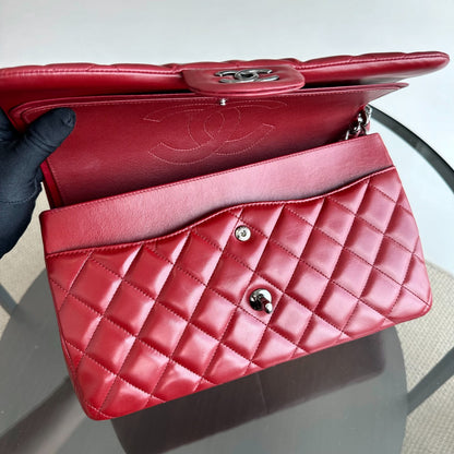 Jumbo Double Flap Lambskin Classic Flap Burgundy SHW No 15