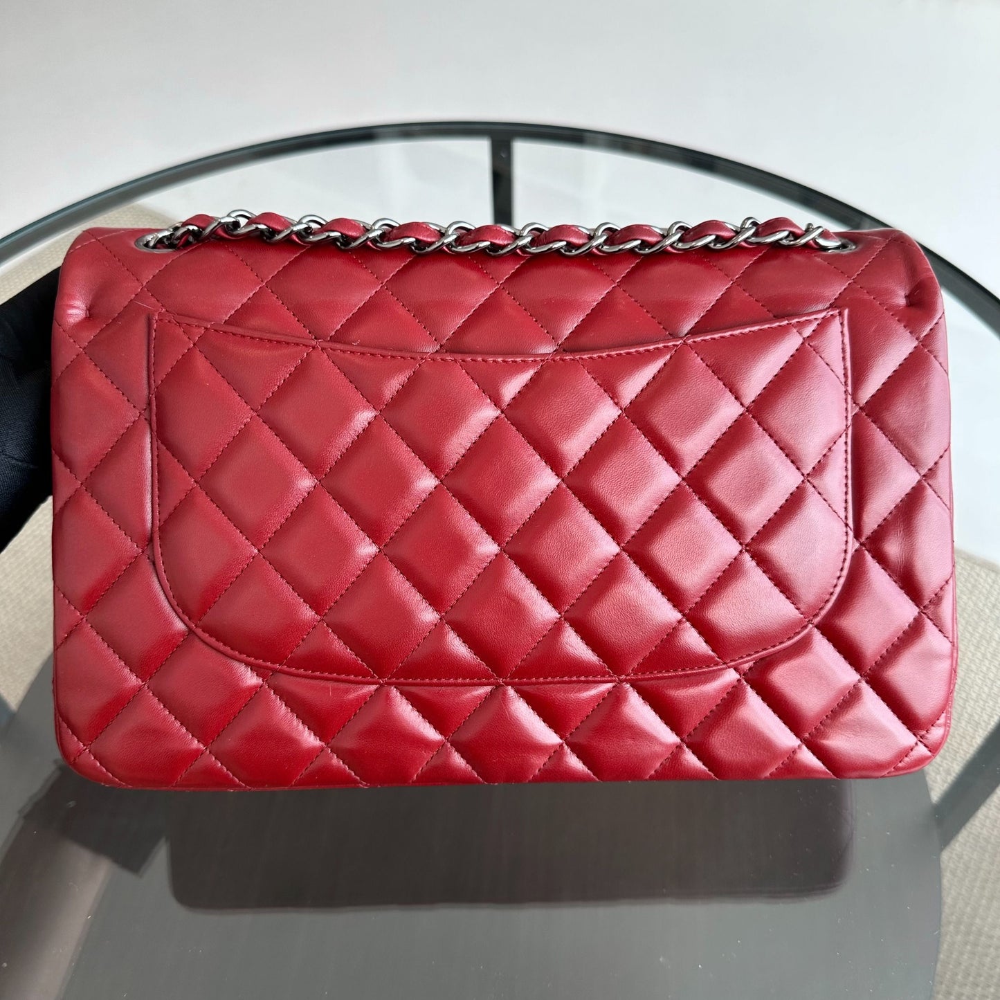 Jumbo Double Flap Lambskin Classic Flap Burgundy SHW No 15