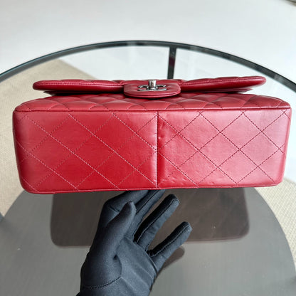 Jumbo Double Flap Lambskin Classic Flap Burgundy SHW No 15