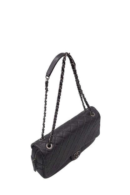 Jumbo Quilted Caviar Easy Flap Bag Metallic Grey