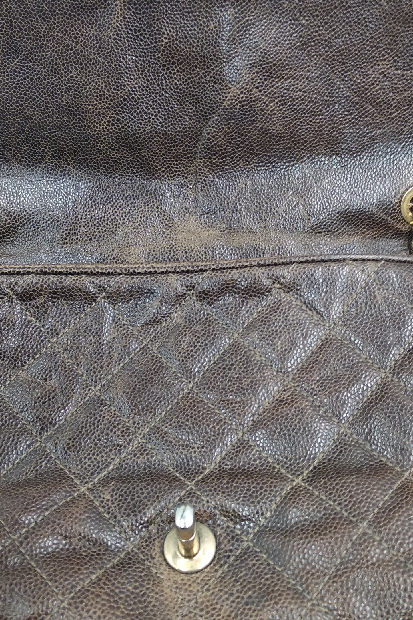 Jumbo Quilted Glazed Caviar Easy Flap Bag Brown
