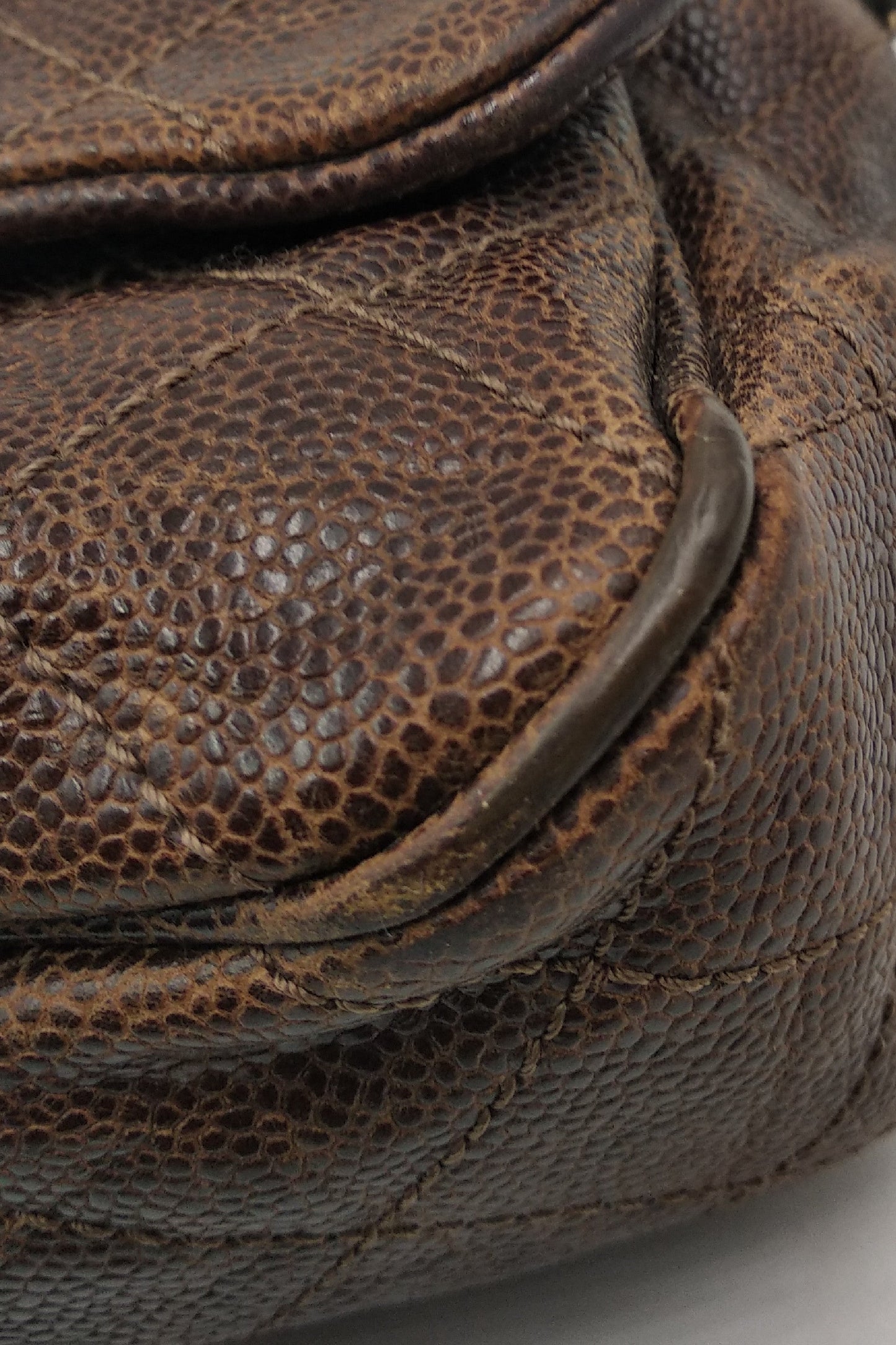 Jumbo Quilted Glazed Caviar Easy Flap Bag Brown