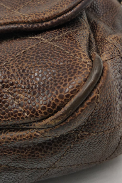 Jumbo Quilted Glazed Caviar Easy Flap Bag Brown