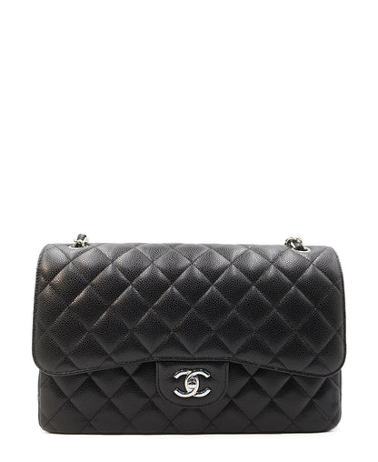Jumbo Classic Caviar Double Flap Black