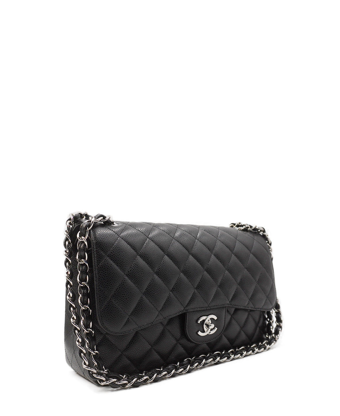 Jumbo Classic Caviar Double Flap Black