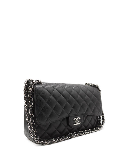 Jumbo Classic Caviar Double Flap Black