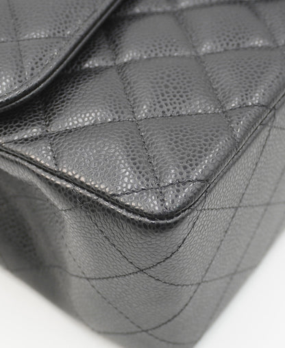 Jumbo Classic Caviar Double Flap Black