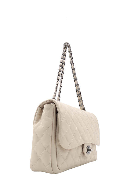 Large Now & Forever Flap Bag Beige