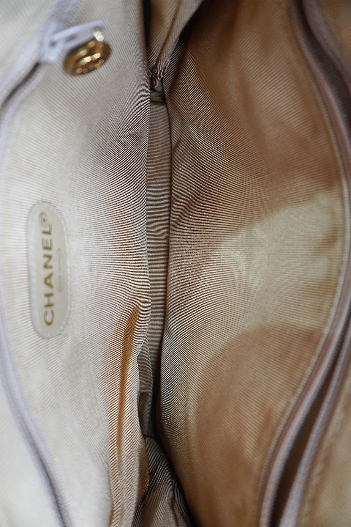 Large Vintage Front Pocket Quilted Caviar Beige