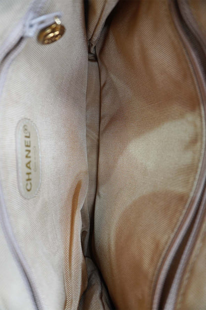 Large Vintage Front Pocket Quilted Caviar Beige