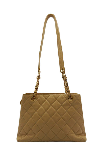 Large Vintage Front Pocket Quilted Caviar Beige