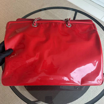 Lipstick Large Tote XL Patent Vinyl Leather Red No 13
