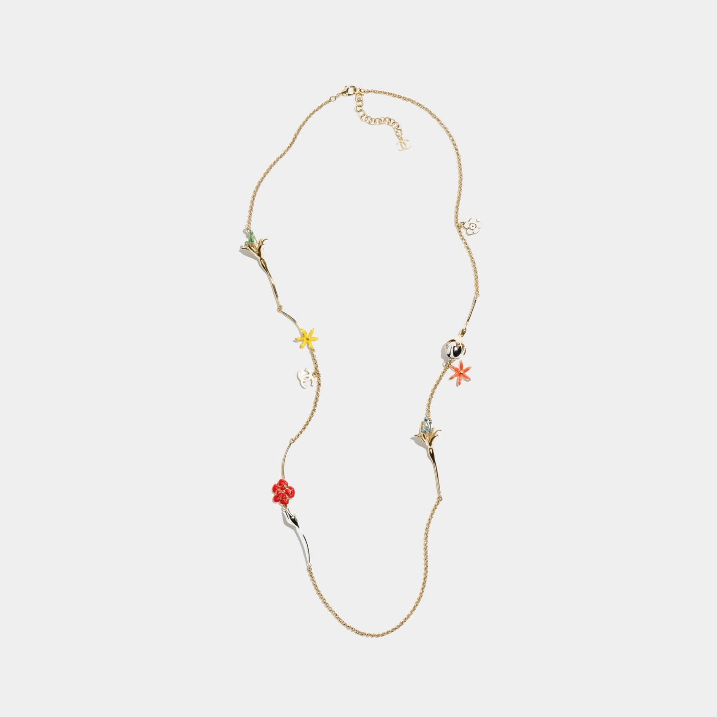 Long Necklace Metal & Resin Golden Silvery & Multicolor