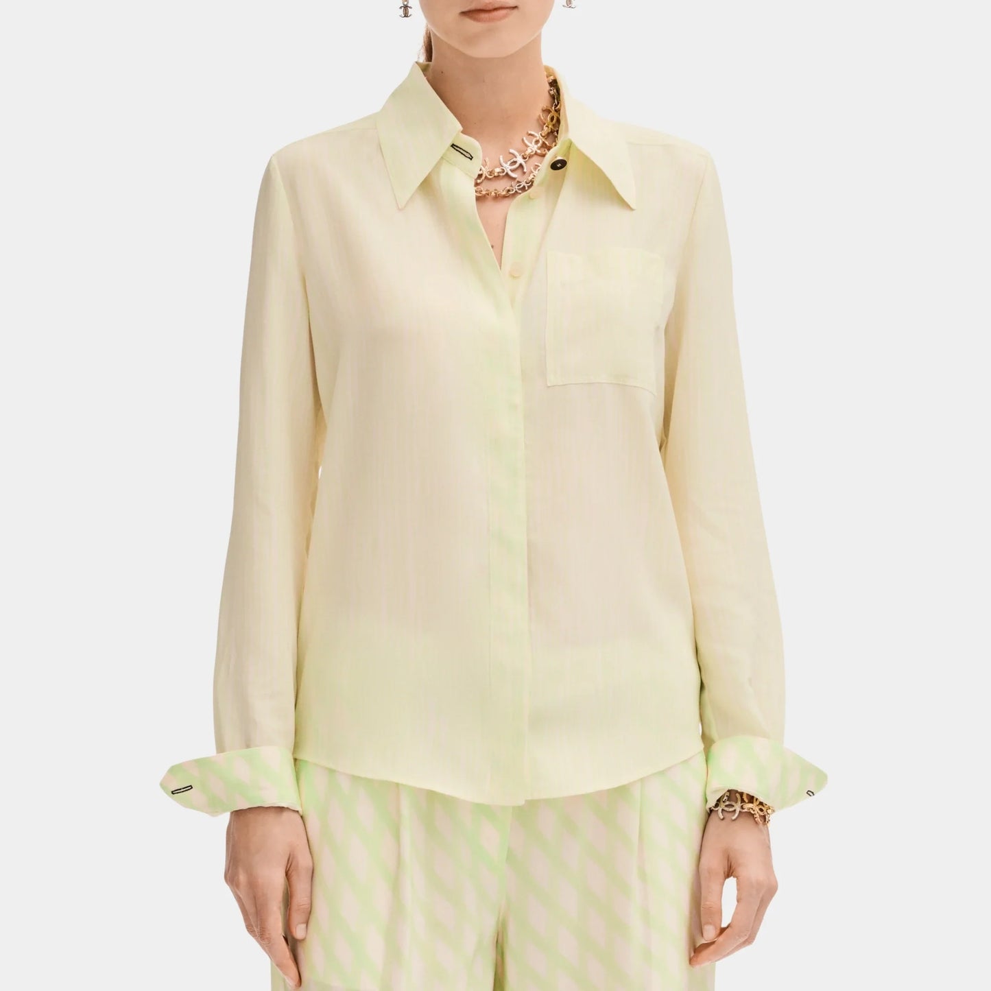 Chanel Long Sleeved Shirt in Silk Crepe, Front