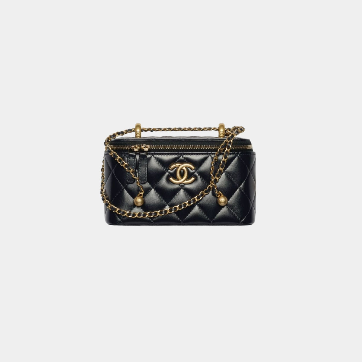 Long Vanity with Gold Tone Metal Chain in Shiny Calfskin