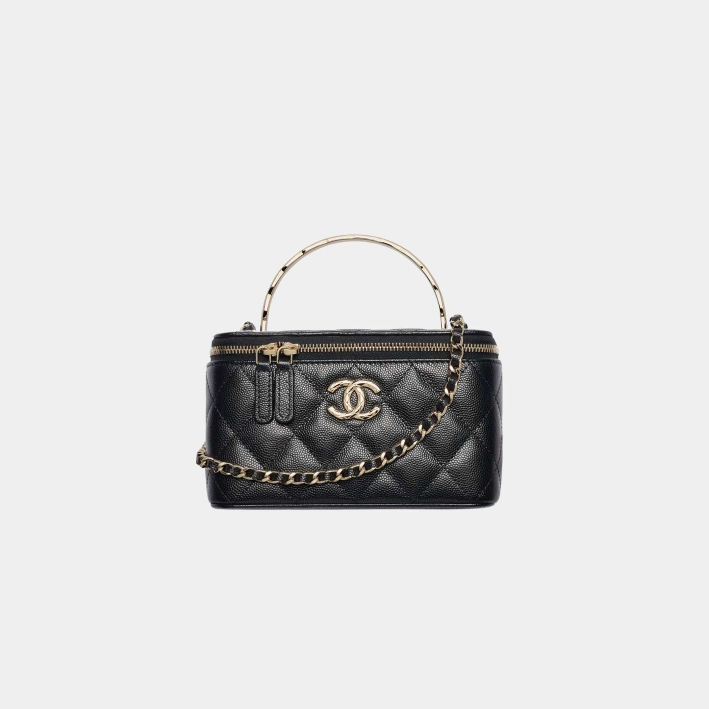 Long Vanity with Chain in Grained Shiny Calfskin