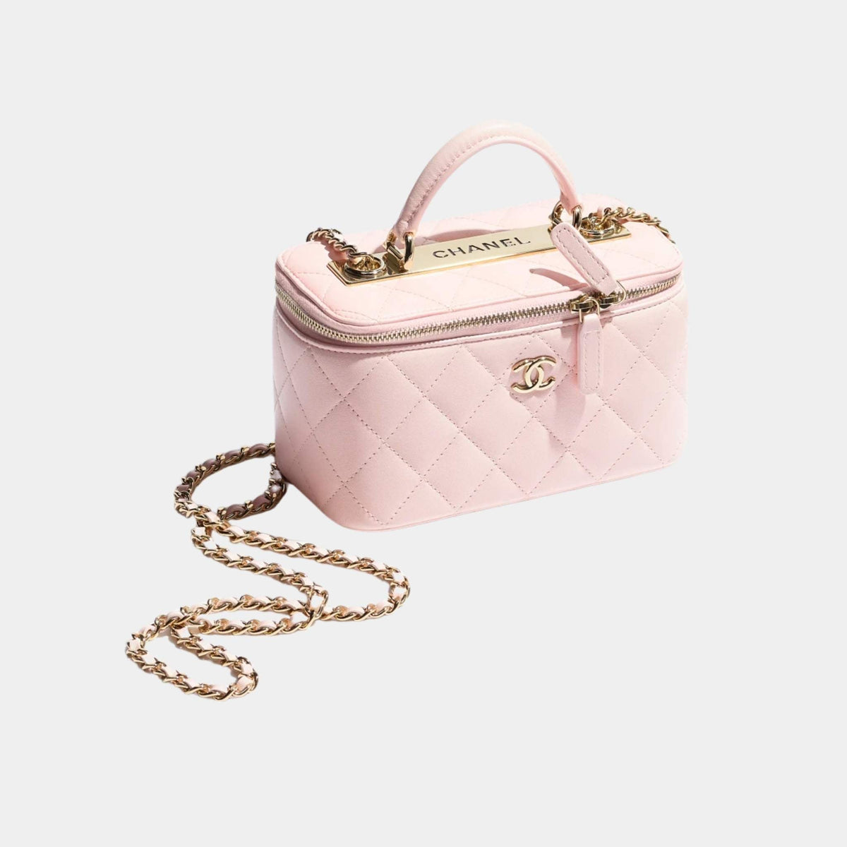 Long Vanity with Chain Lambskin Light Pink