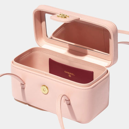Long Vanity With Leather Strap Grained Shiny Calfskin & Gold Tone Metal