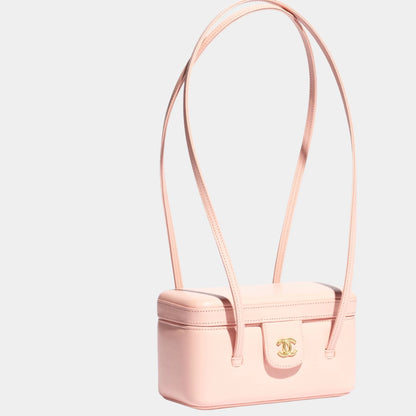 Long Vanity With Leather Strap Grained Shiny Calfskin & Gold Tone Metal