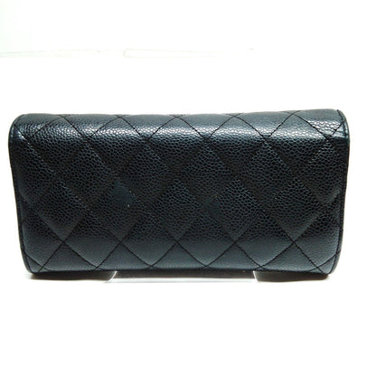 Chanel Long Wallet Black Caviar Skin