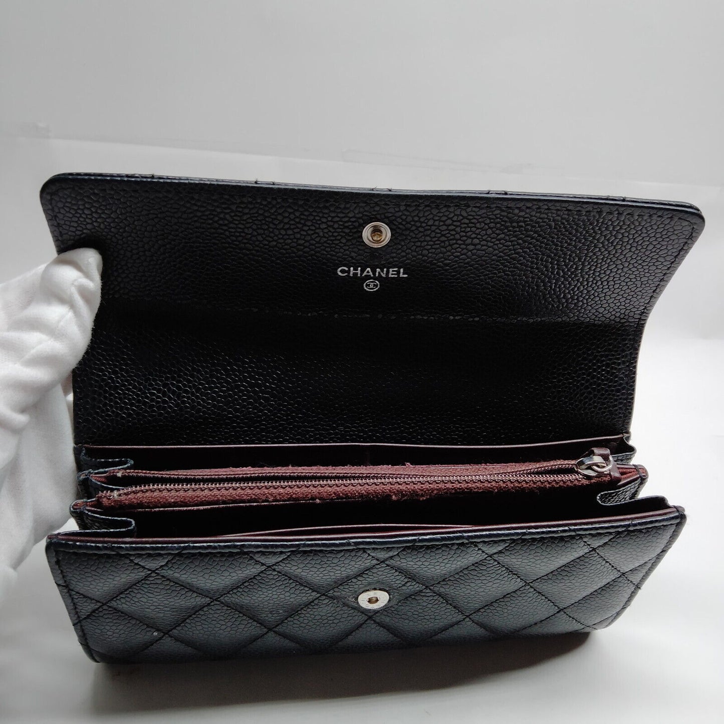 Chanel Long Wallet Black Caviar Skin