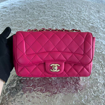 Mademoiselle Chic Seasonal Flap Mini Quilted Lambskin Hot Pink GHW No 21