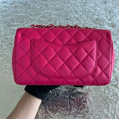Mademoiselle Chic Seasonal Flap Mini Quilted Lambskin Hot Pink GHW No 21