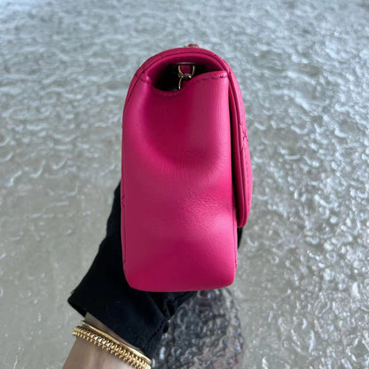 Mademoiselle Chic Seasonal Flap Mini Quilted Lambskin Hot Pink GHW No 21