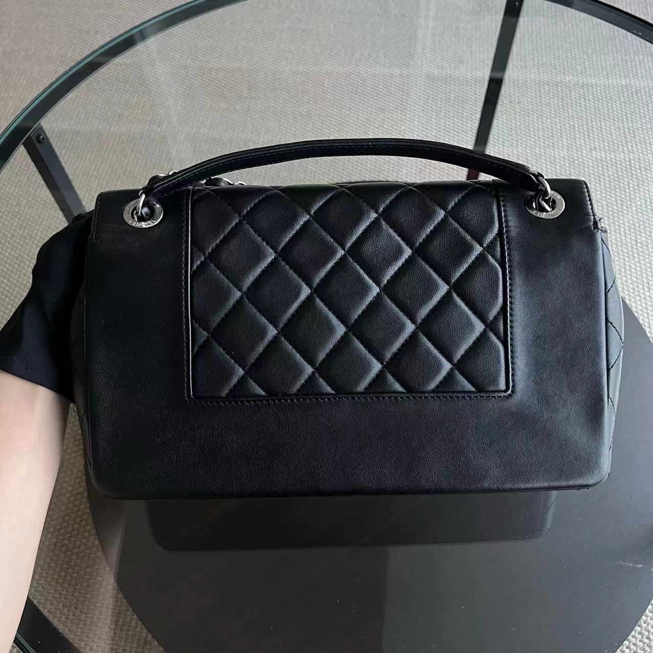 Mademoiselle Jumbo Quilted Lambskin Black Silver Hardware Series 23