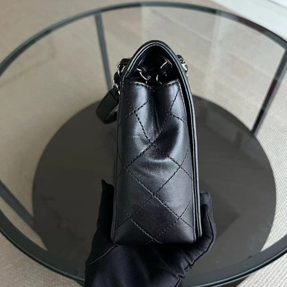 Mademoiselle Jumbo Quilted Lambskin Black Silver Hardware Series 23