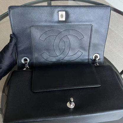 Mademoiselle Jumbo Quilted Lambskin Black Silver Hardware Series 23