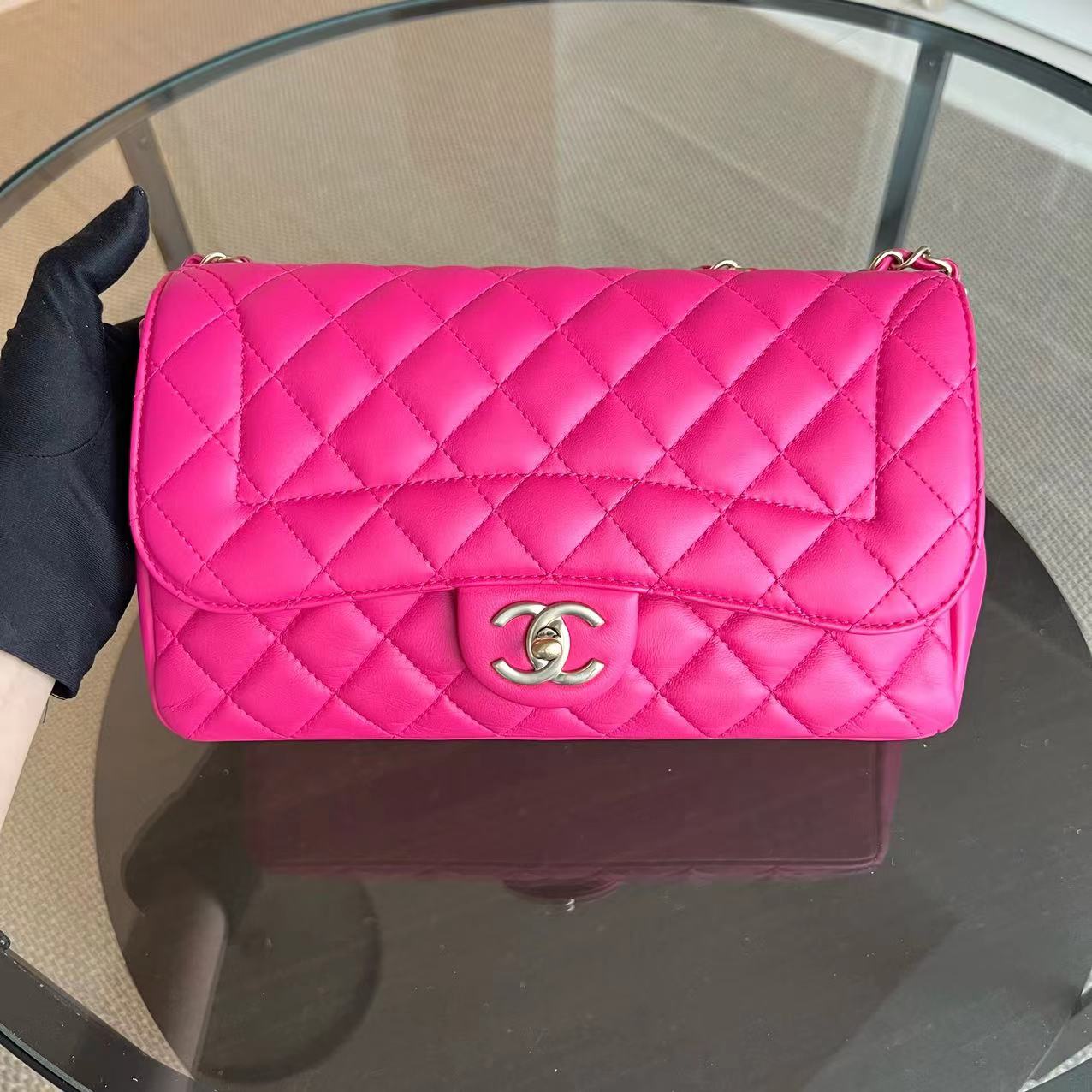 Mademoiselle Medium Chic Seasonal Flap 25CM Lambskin Hot Pink GHW No 21