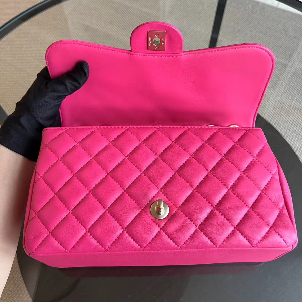 Mademoiselle Medium Chic Seasonal Flap 25CM Lambskin Hot Pink GHW No 21