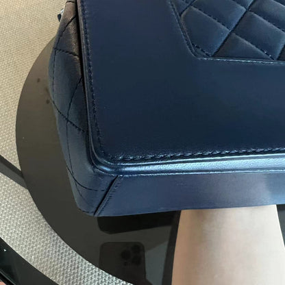 Mademoiselle Medium Seasonal Double Flap Calfskin Quilted Dark Navy Blue Series 23