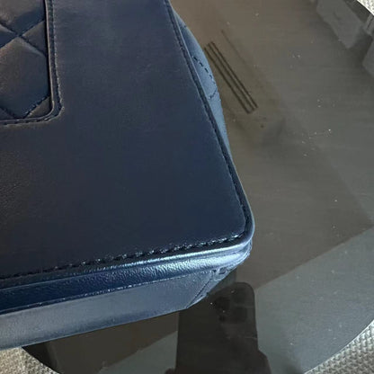 Mademoiselle Medium Seasonal Double Flap Calfskin Quilted Dark Navy Blue Series 23