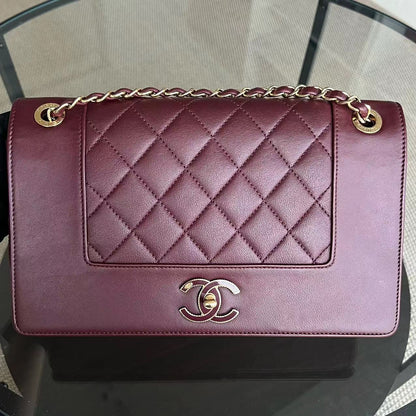 Mademoiselle Seasonal Flap Jumbo Quilted Lambskin Burgundy Golden Hardware Series 23