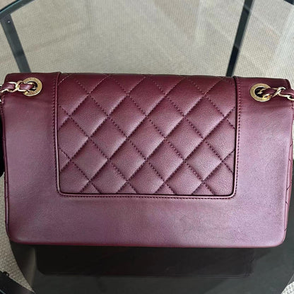 Mademoiselle Seasonal Flap Jumbo Quilted Lambskin Burgundy Golden Hardware Series 23