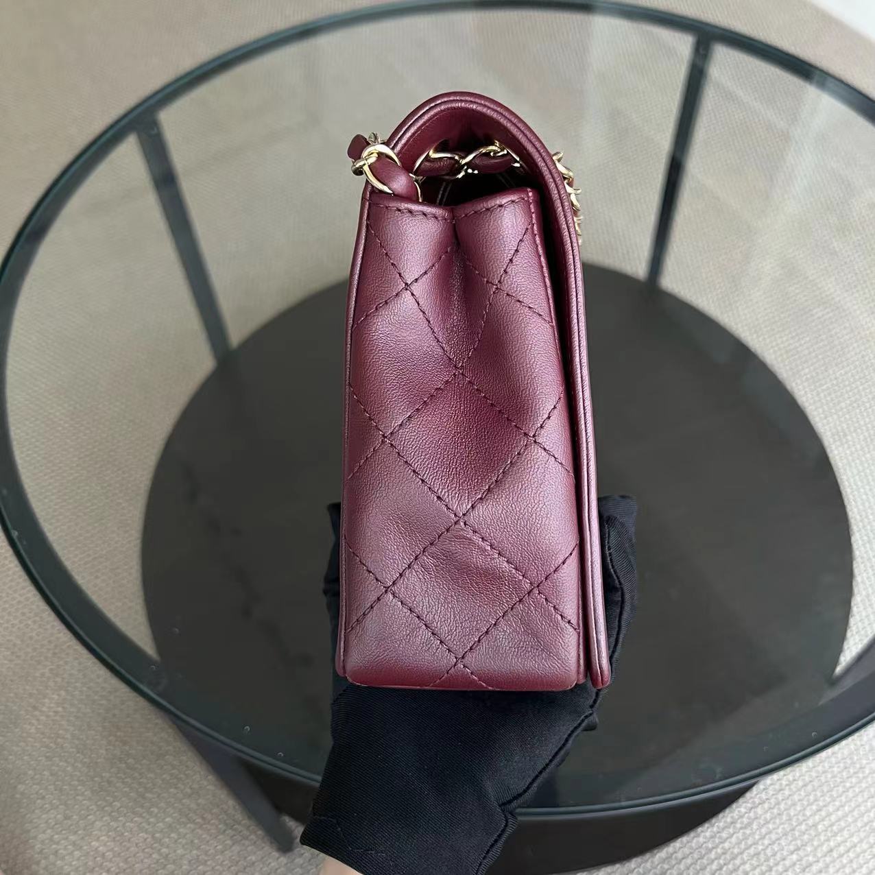 Mademoiselle Seasonal Flap Jumbo Quilted Lambskin Burgundy Golden Hardware Series 23