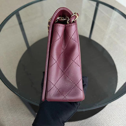 Mademoiselle Seasonal Flap Jumbo Quilted Lambskin Burgundy Golden Hardware Series 23