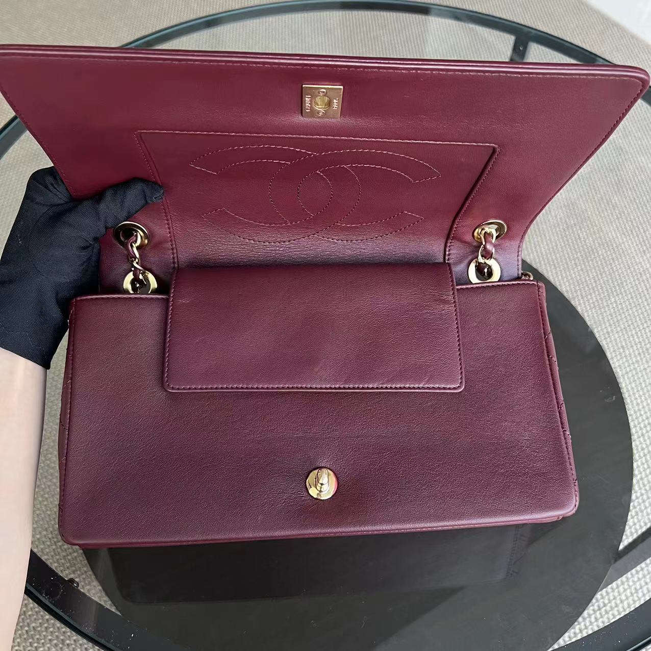 Mademoiselle Seasonal Flap Jumbo Quilted Lambskin Burgundy Golden Hardware Series 23