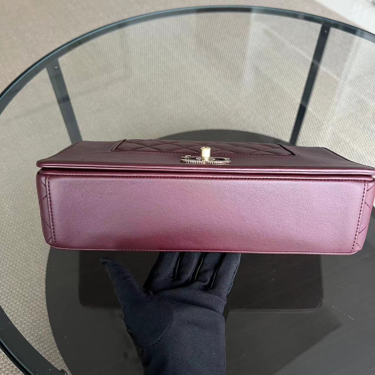 Mademoiselle Seasonal Flap Jumbo Quilted Lambskin Burgundy Golden Hardware Series 23