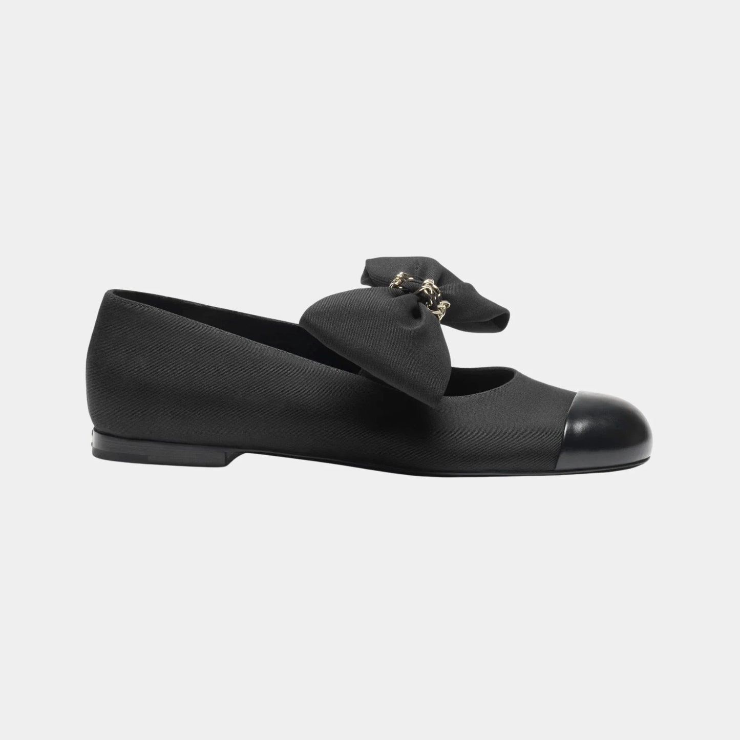 Chanel Mary Janes in Grosgrain & Calfskin, Black, Side