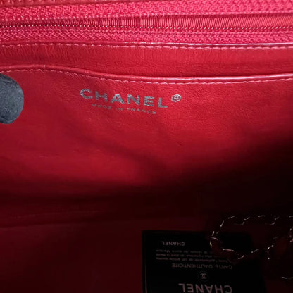 Maxi Classic Flap Quilted Lambskin Red Silver Hardware Series 13