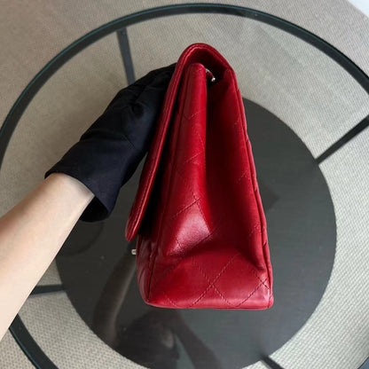Maxi Classic Flap Quilted Lambskin Red Silver Hardware Series 13
