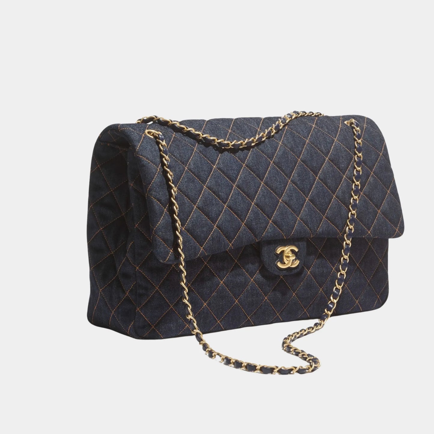 Maxi FlapBag Demin & Gold tone Metal