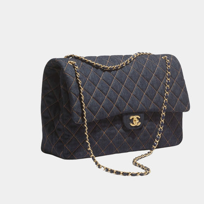 Maxi FlapBag Demin & Gold tone Metal