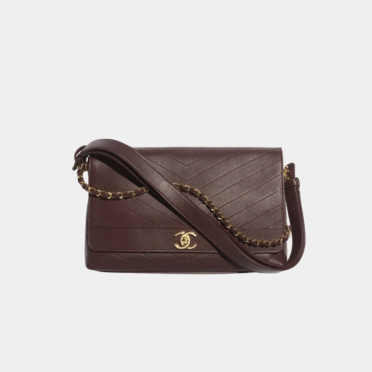 Maxi Flapbag Lambskin Dark Brown