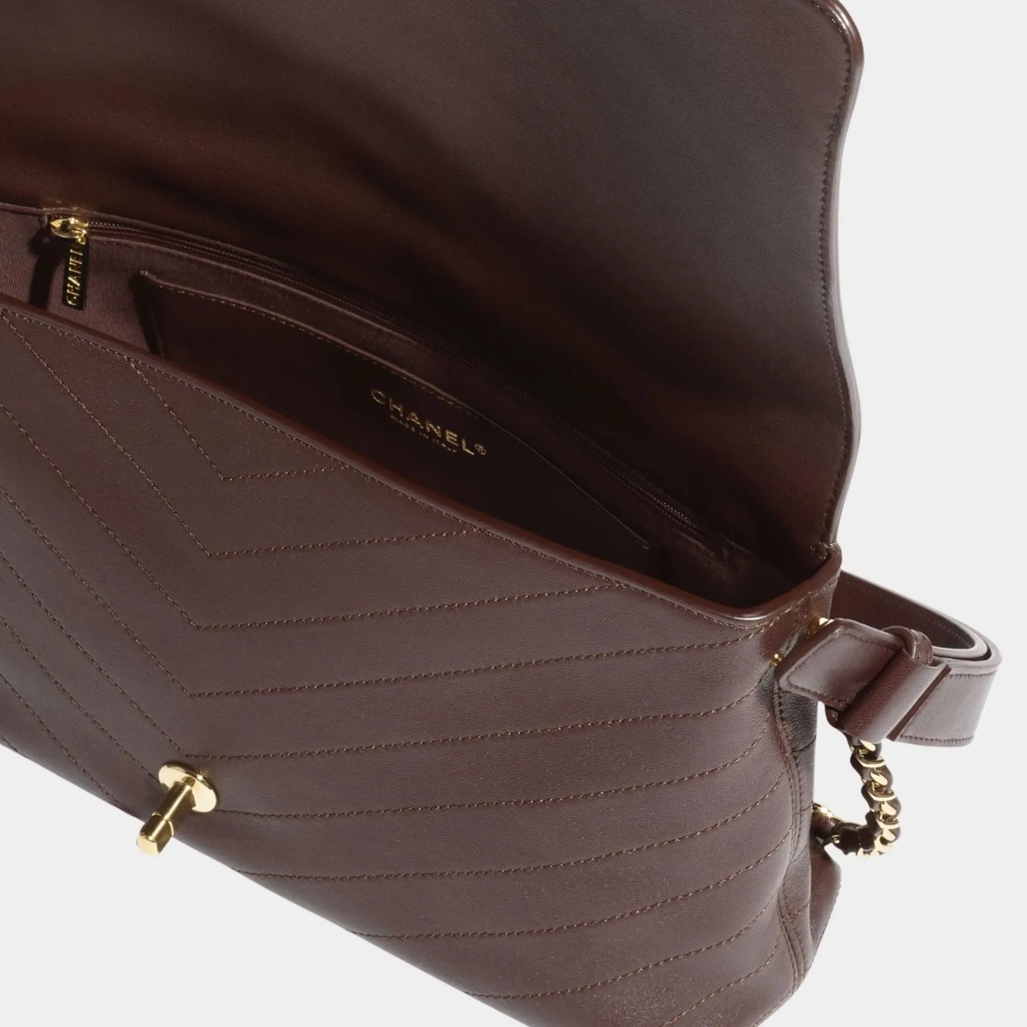 Maxi Flapbag Lambskin Dark Brown
