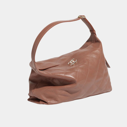 Maxi Hobo Bag Shiny Lambskin & Gold Tone Metal