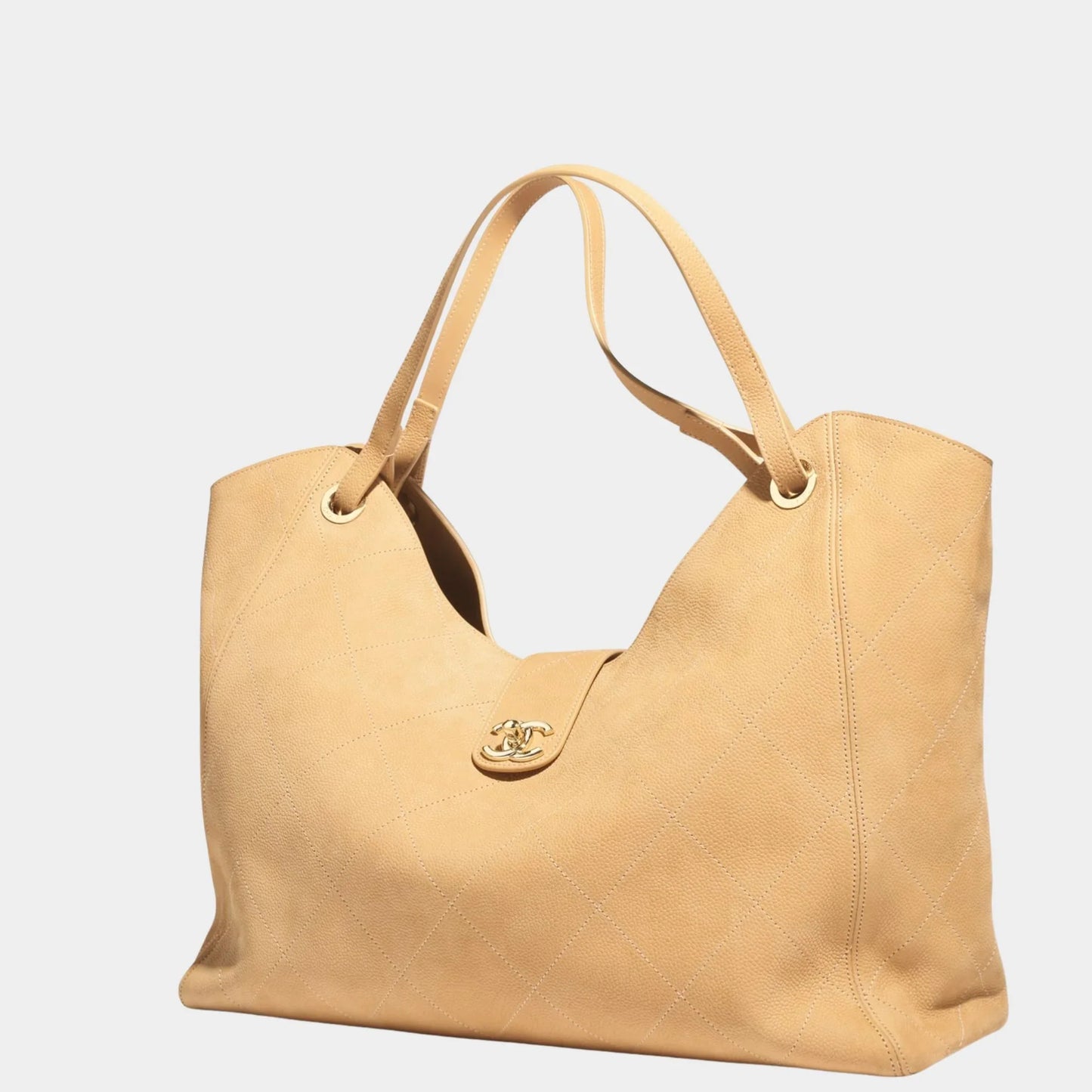 Maxi Shopping Bag Grained Nubuck Calfskin & Gold Tone Metal